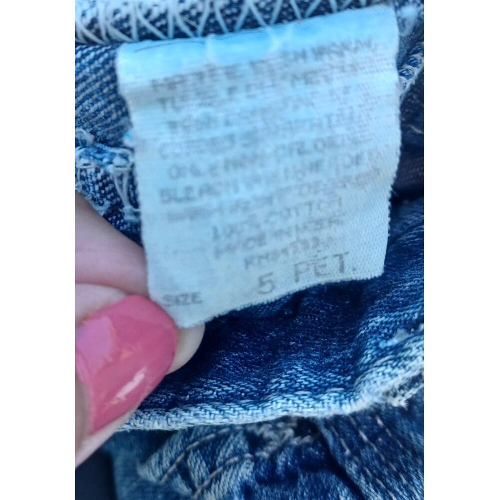 Vintage Lee Riveted Dungarees Carpenter Jeans Raw Hem High Rise Petite 5 Y2K - Picture 7 of 8
